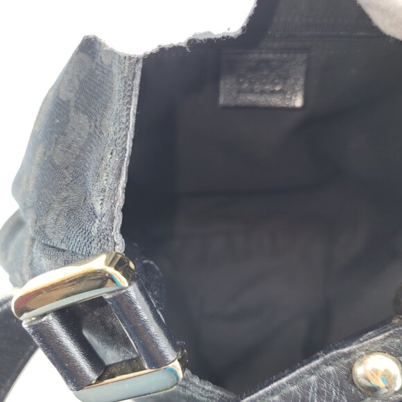 GUCCI Black GG Logo Canvas Hobo Bag - Picture 10 of 16